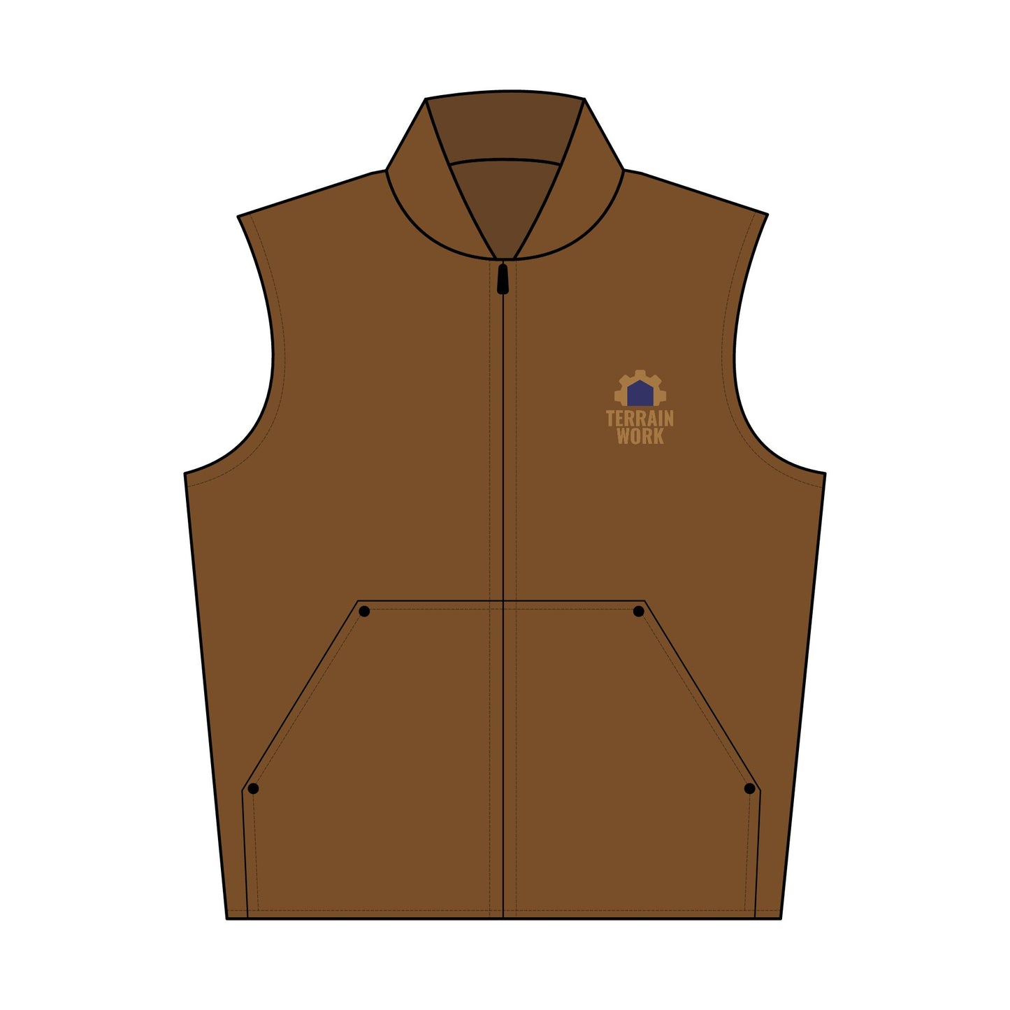 Durable Outdoor Vest TERRAINWORK, Perfect for Hiking, Camping, Workwear, Embroidered Gift