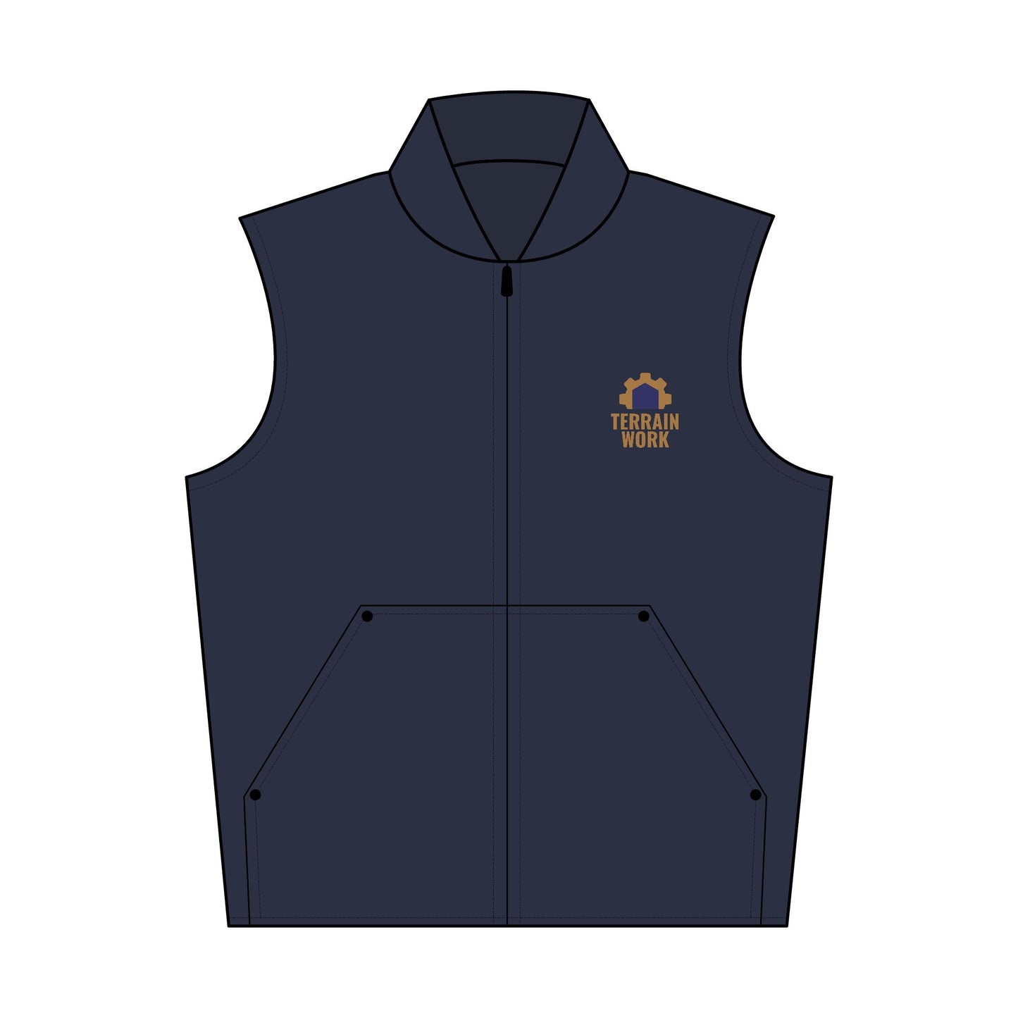 Durable Outdoor Vest TERRAINWORK, Perfect for Hiking, Camping, Workwear, Embroidered Gift